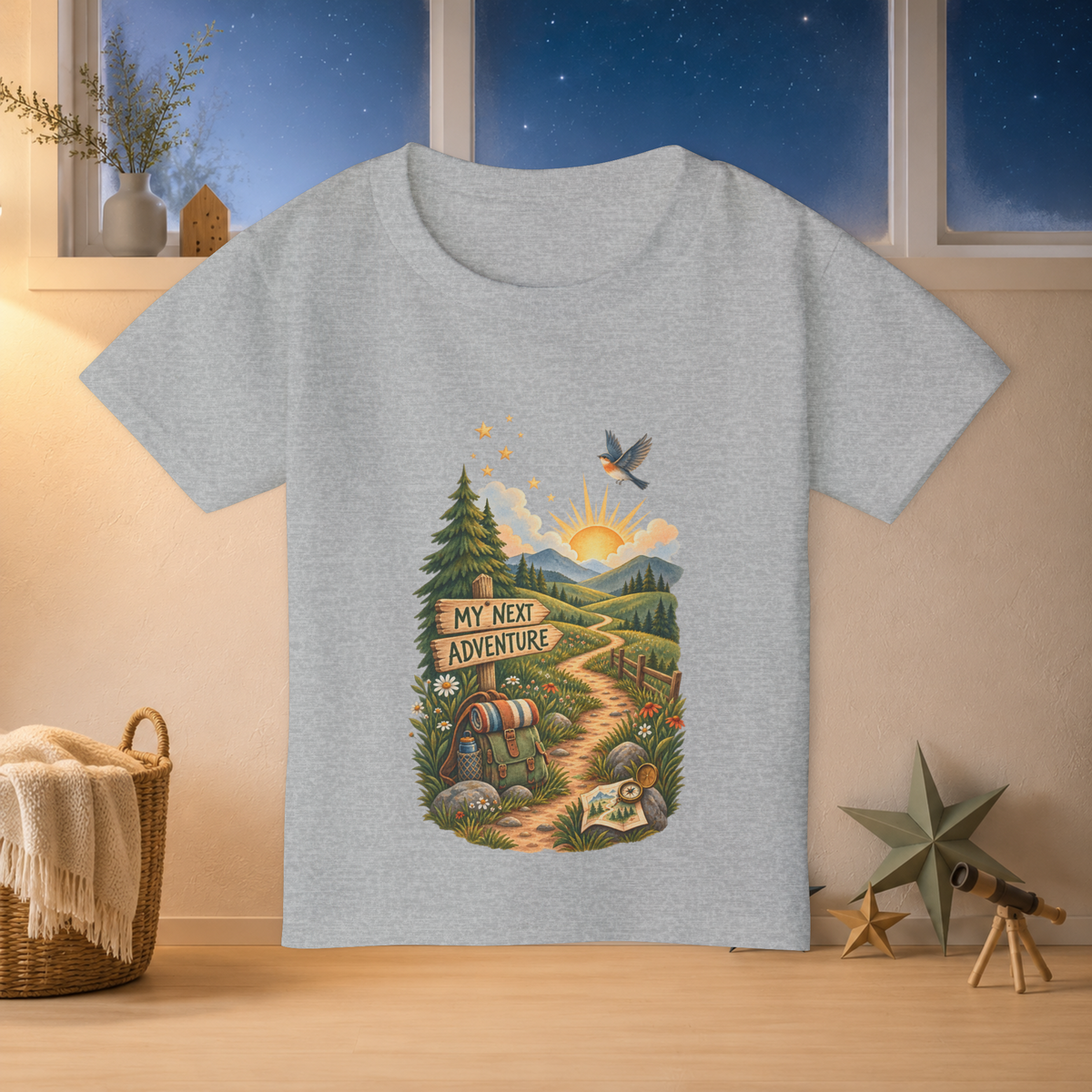 My Next Adventure Toddler T-Shirt – Scenic Mountain Trail & Backpack Tee - Kids clothes - Image 3