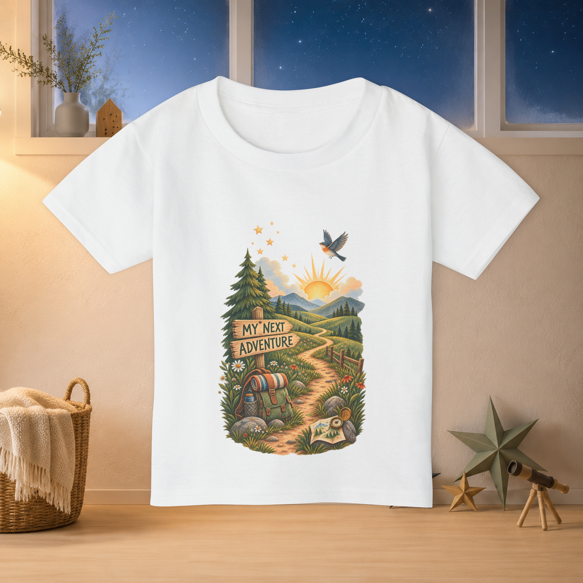 My Next Adventure Toddler T-Shirt – Scenic Mountain Trail & Backpack Tee - Kids clothes - Image 2