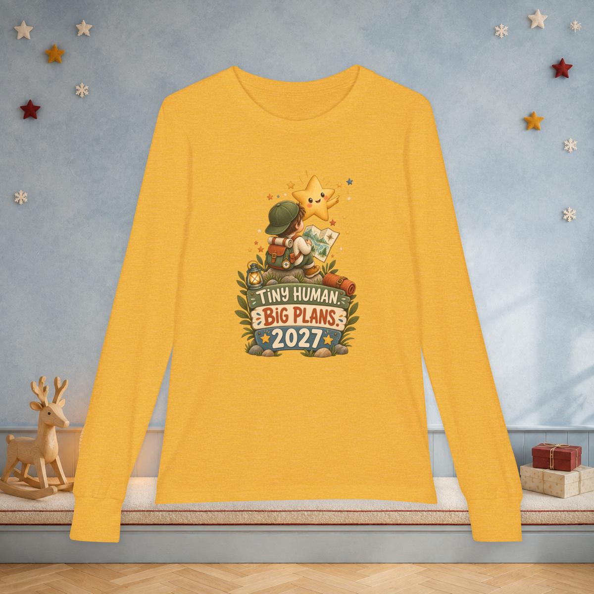 Kids’ “Tiny Human, Big Plans 2027” Long Sleeve Tee — Unisex New Year Adventure Shirt - Kids clothes - Image 5
