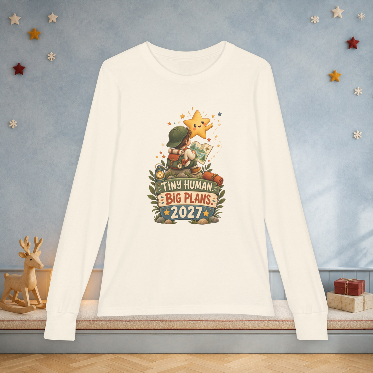 Kids’ “Tiny Human, Big Plans 2027” Long Sleeve Tee — Unisex New Year Adventure Shirt - Kids clothes - Image 4