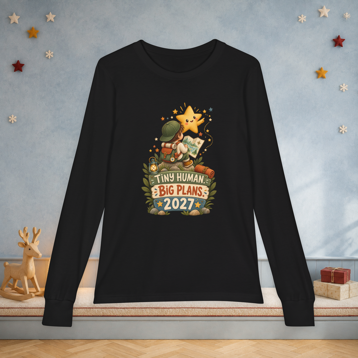 Kids’ “Tiny Human, Big Plans 2027” Long Sleeve Tee — Unisex New Year Adventure Shirt - Kids clothes - Image 3