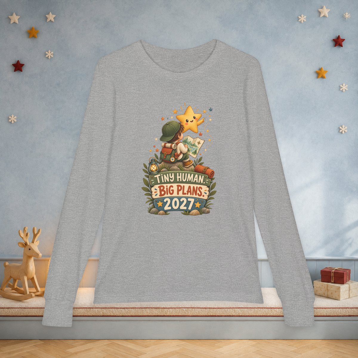 Kids’ “Tiny Human, Big Plans 2027” Long Sleeve Tee — Unisex New Year Adventure Shirt - Kids clothes - Image 6