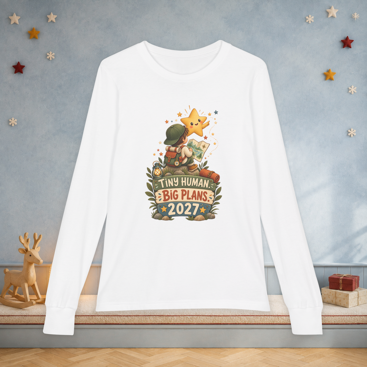 Kids’ “Tiny Human, Big Plans 2027” Long Sleeve Tee — Unisex New Year Adventure Shirt - Kids clothes - Image 2