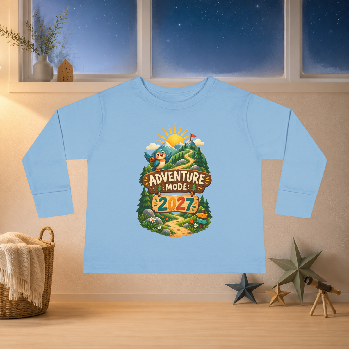 Kids’ “Adventure Mode 2027” Long Sleeve Tee — Unisex New Year Explorer Shirt - Kids clothes - Image 3