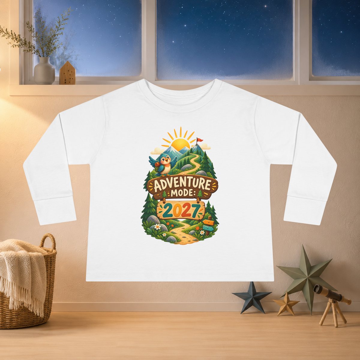 Kids’ “Adventure Mode 2027” Long Sleeve Tee — Unisex New Year Explorer Shirt - Kids clothes - Image 2