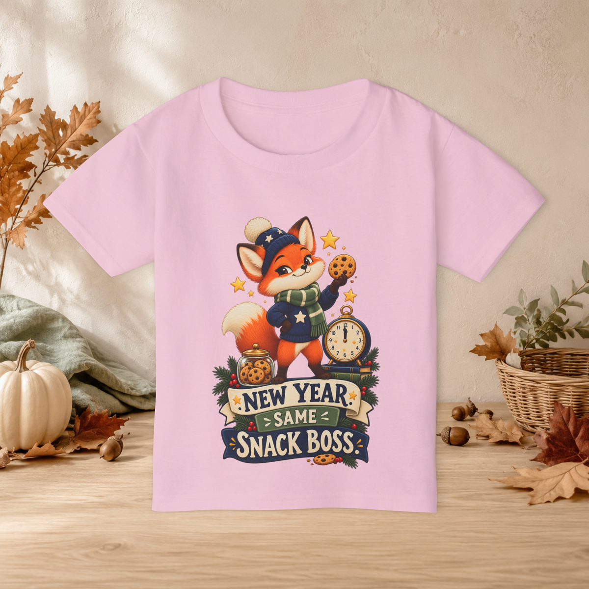 Kids’ “New Year, Same Snack Boss” T-Shirt — Funny Unisex Fox New Year Tee - Kids clothes - Image 6