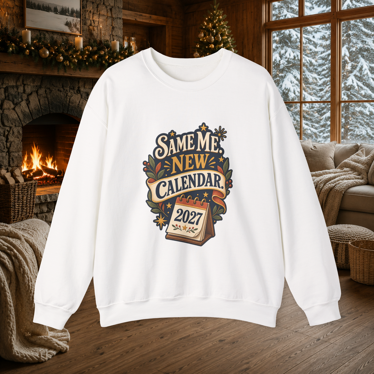 Unisex Crewneck Sweatshirt – Same Me, New Calendar 2027 - Sweatshirt - Image 4