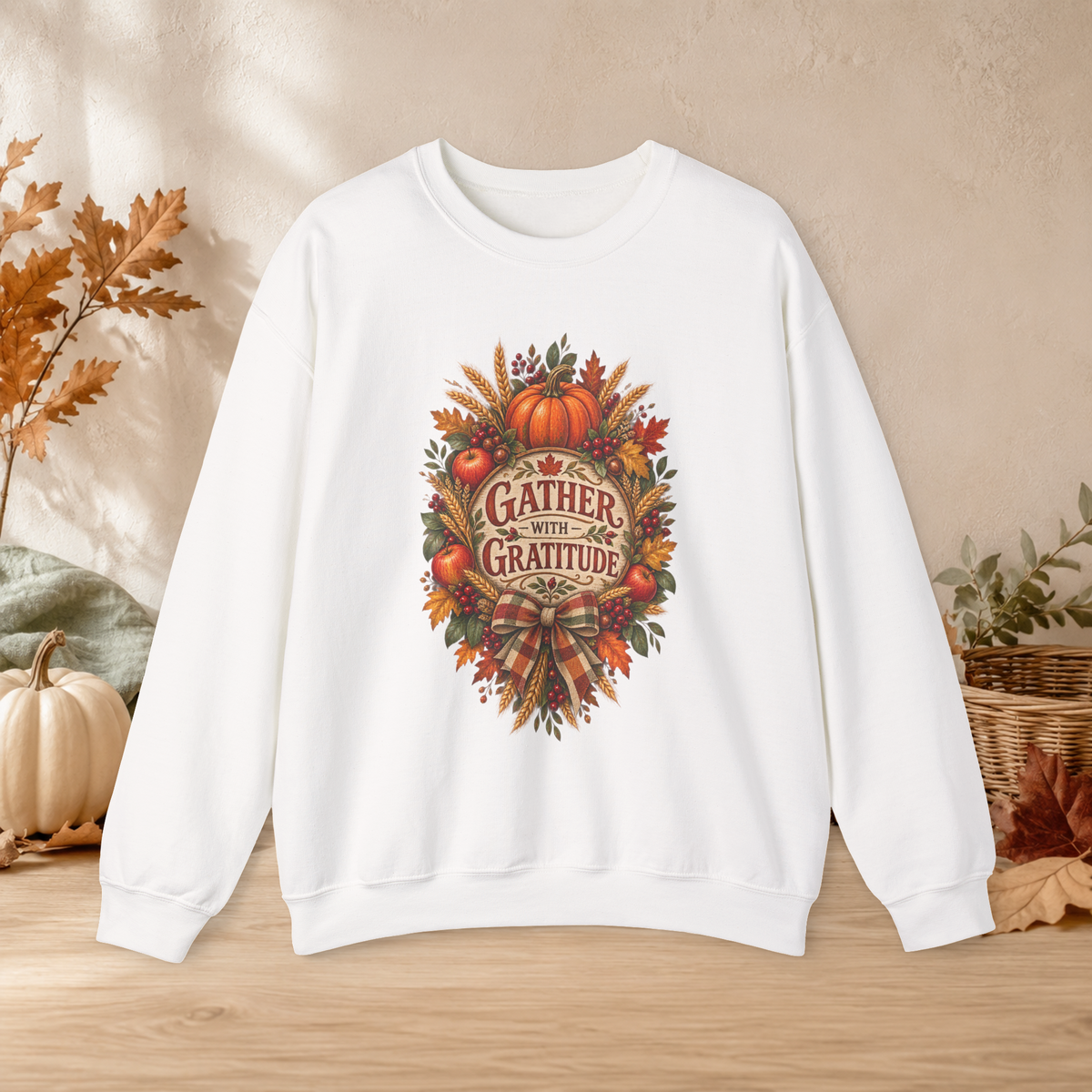 Unisex Adult Crewneck Sweatshirt – Gather with Gratitude Thanksgiving Design - Sweatshirt - Image 5