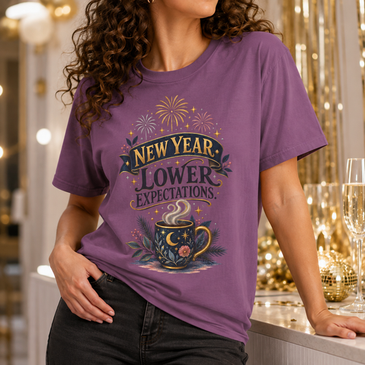 Unisex Adult T-Shirt – New Year Lower Expectations Funny Graphic Tee - T-Shirt - Image 1