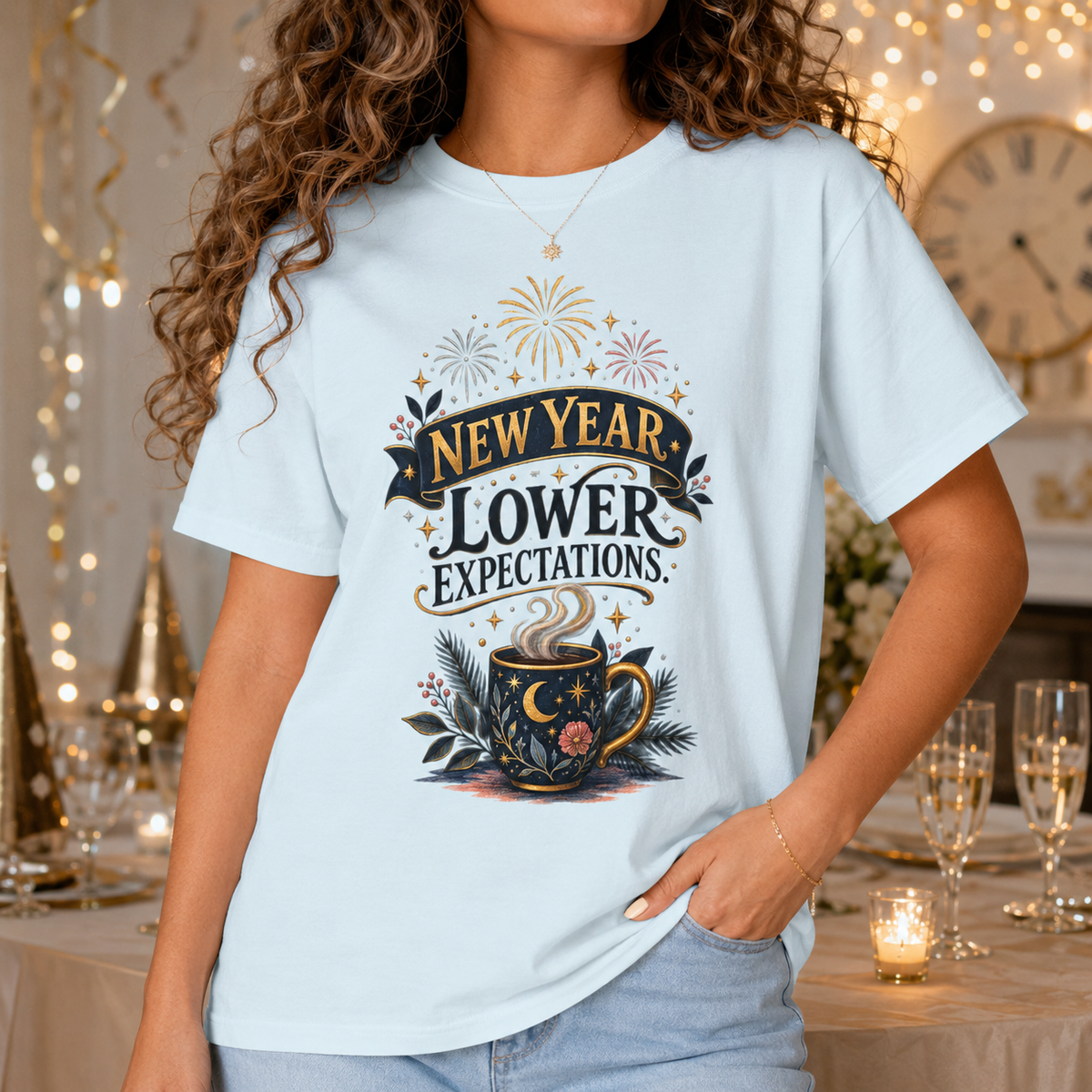 Unisex Adult T-Shirt – New Year Lower Expectations Funny Graphic Tee - T-Shirt - Image 5
