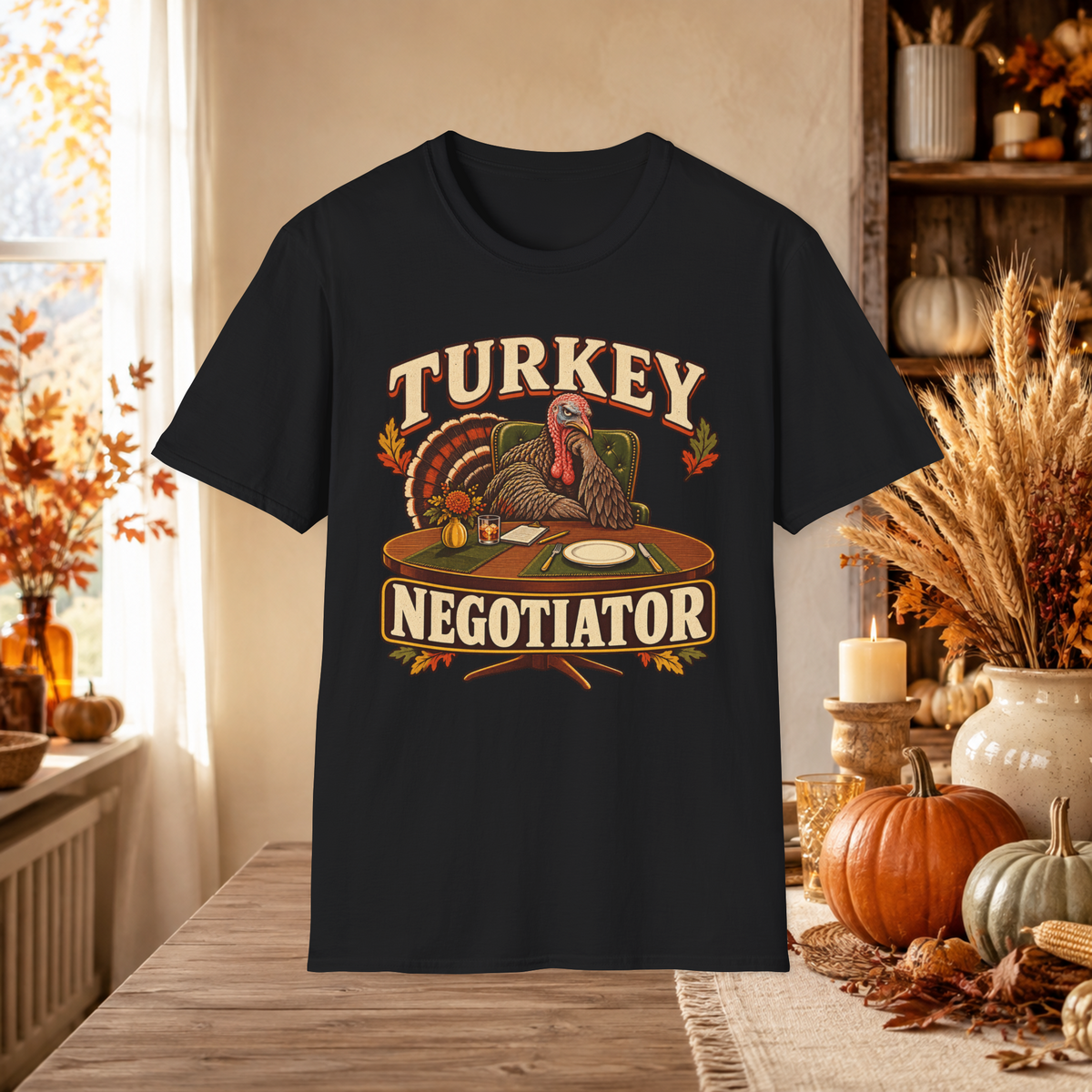 Unisex Adult Turkey Negotiator T-Shirt – Funny Thanksgiving Matching Couple Tee for Him - T-Shirt - Image 11