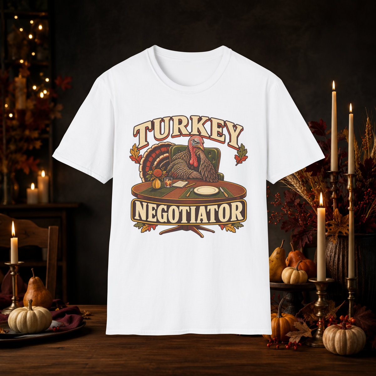 Unisex Adult Turkey Negotiator T-Shirt – Funny Thanksgiving Matching Couple Tee for Him - T-Shirt - Image 10