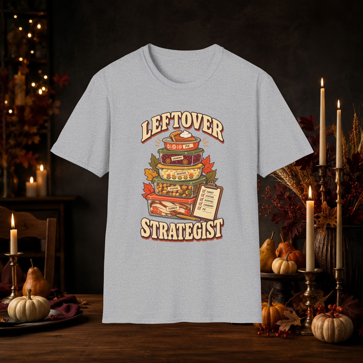 Unisex Adult Leftover Strategist T-Shirt – Funny Thanksgiving Matching Couple Tee for Her - T-Shirt - Image 4