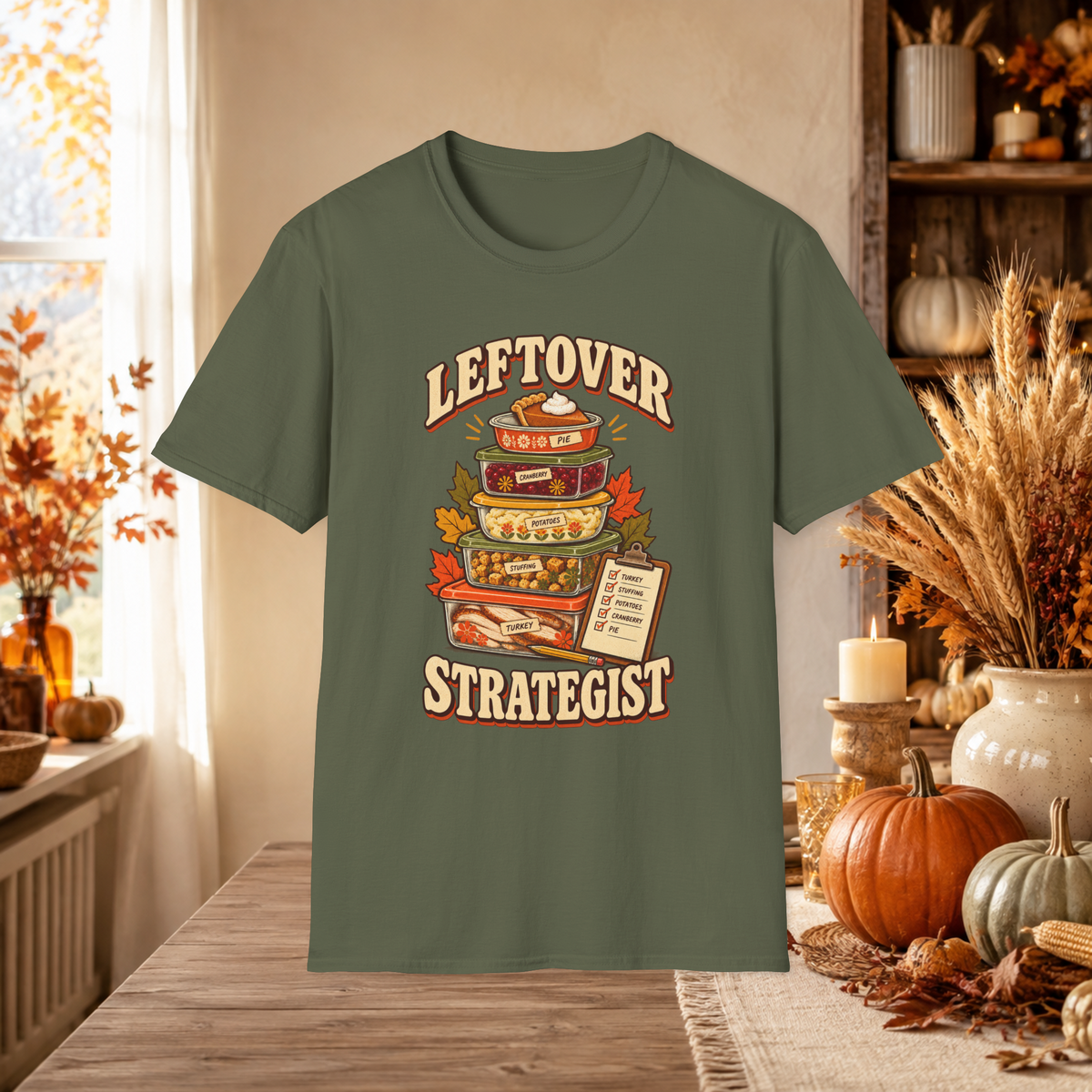 Unisex Adult Leftover Strategist T-Shirt – Funny Thanksgiving Matching Couple Tee for Her - T-Shirt - Image 7
