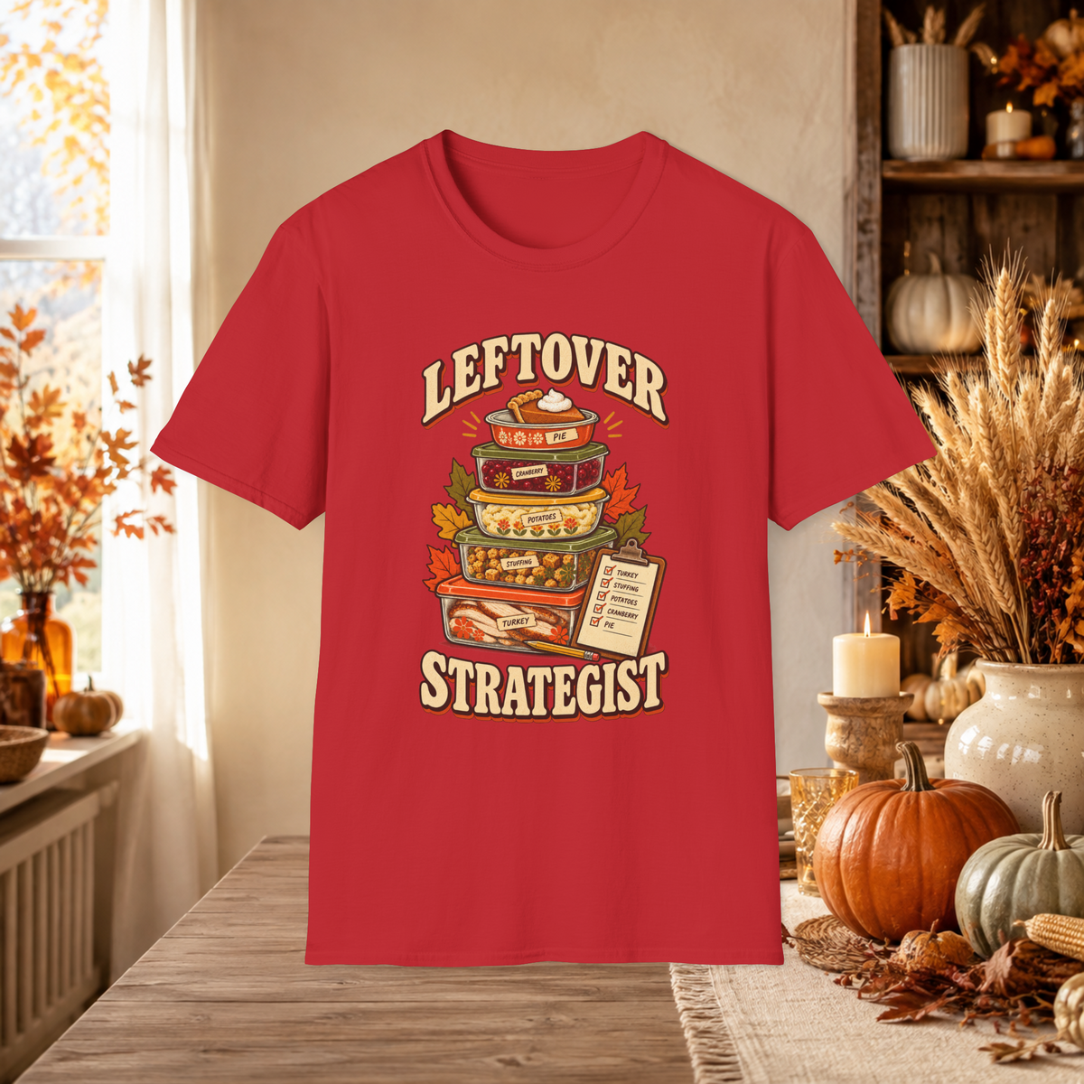 Unisex Adult Leftover Strategist T-Shirt – Funny Thanksgiving Matching Couple Tee for Her - T-Shirt - Image 11