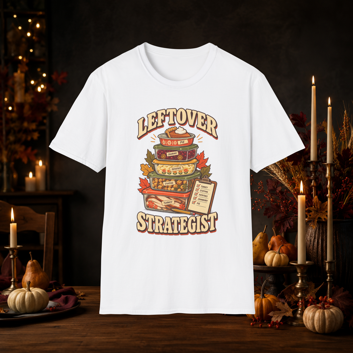 Unisex Adult Leftover Strategist T-Shirt – Funny Thanksgiving Matching Couple Tee for Her - T-Shirt - Image 2