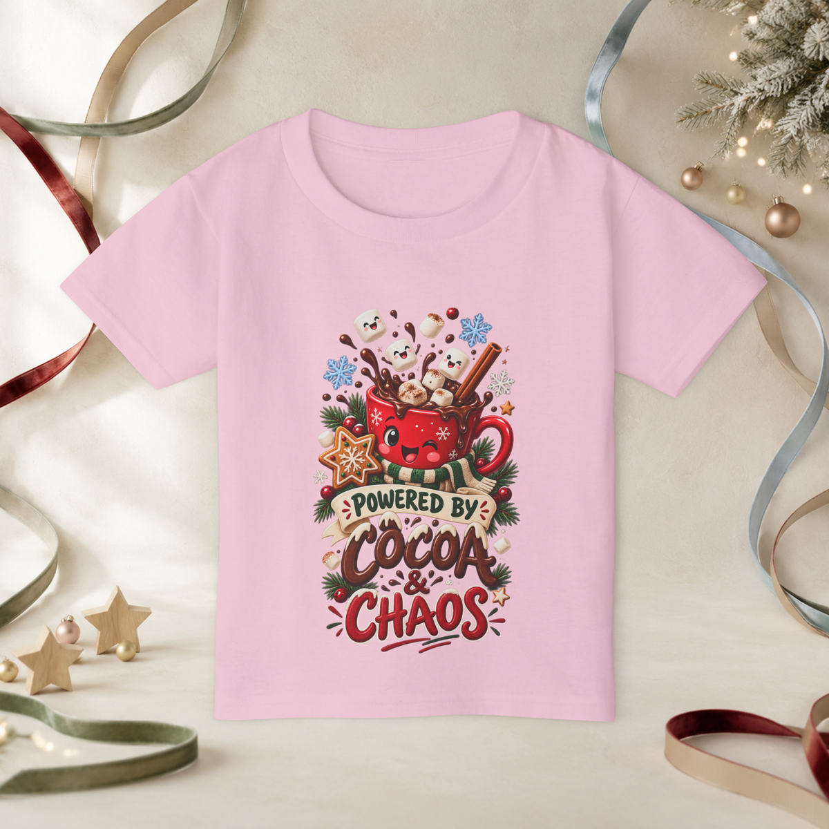Unisex Toddler T-Shirt — “Powered by Cocoa & Chaos” Christmas Hot Chocolate Tee - Kids clothes - Image 6