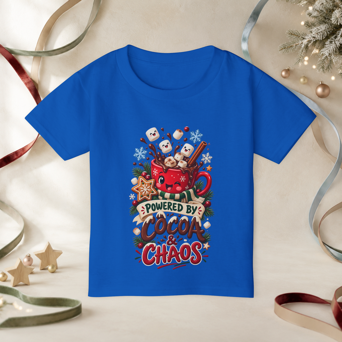Unisex Toddler T-Shirt — “Powered by Cocoa & Chaos” Christmas Hot Chocolate Tee - Kids clothes - Image 4