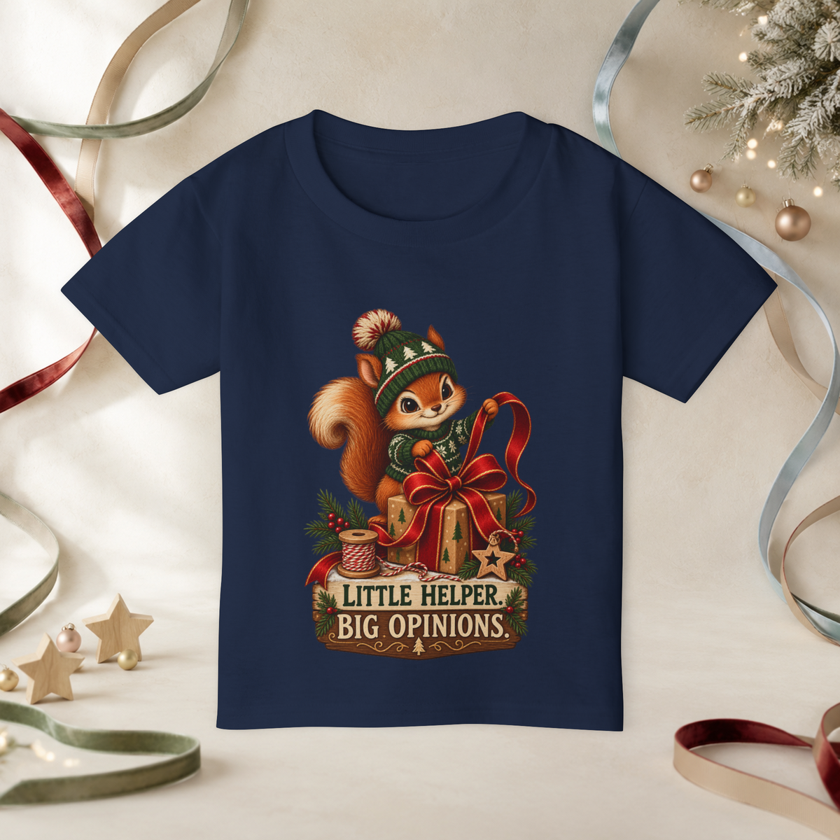 Unisex Toddler Heavy Cotton™ T-Shirt — “Little Helper, Big Opinions” Christmas Squirrel Tee - Kids clothes - Image 5
