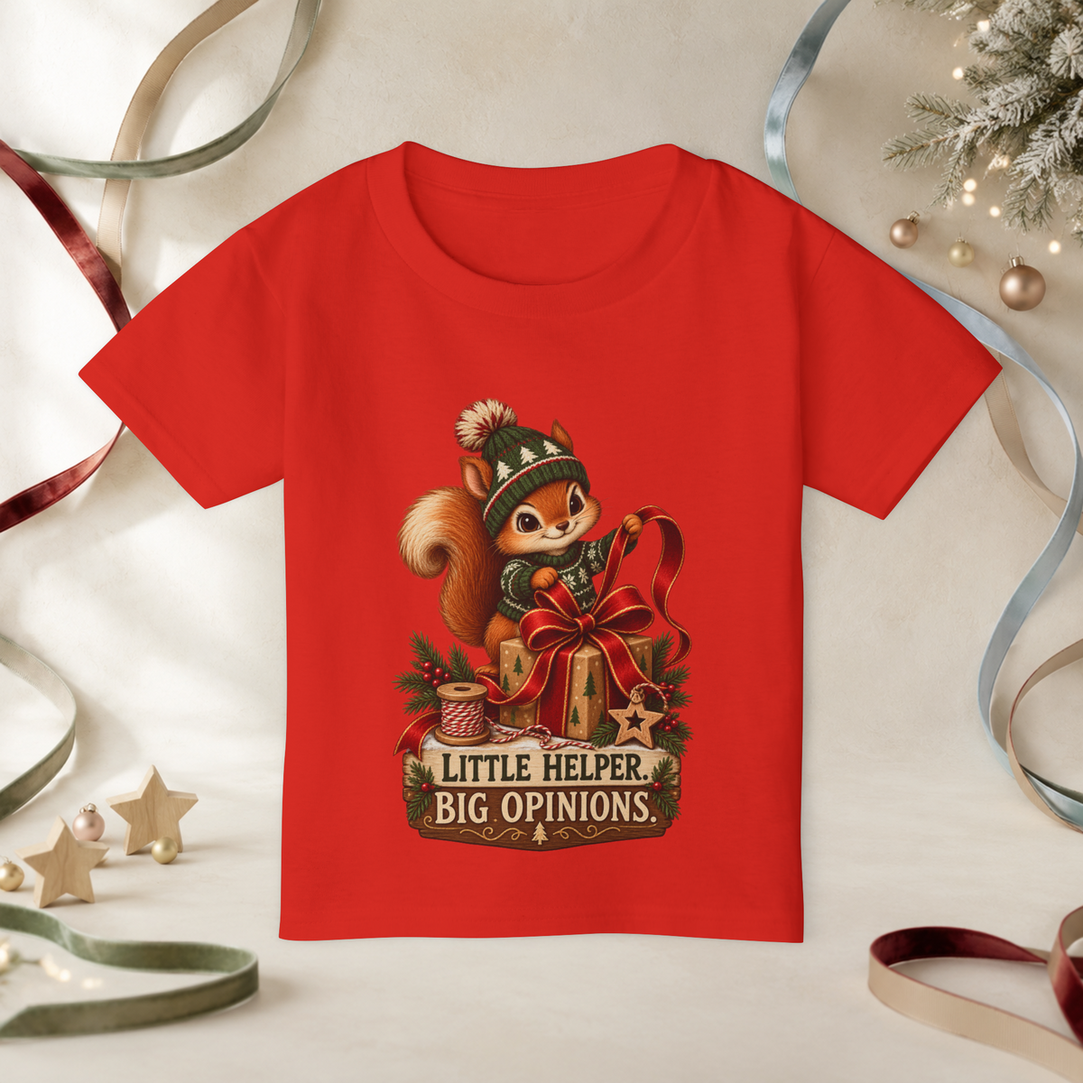 Unisex Toddler Heavy Cotton™ T-Shirt — “Little Helper, Big Opinions” Christmas Squirrel Tee - Kids clothes - Image 7