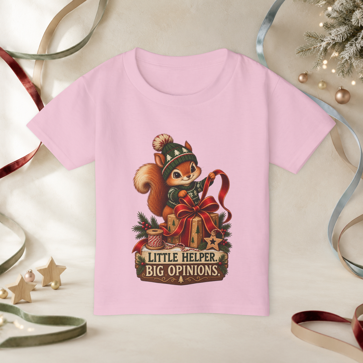 Unisex Toddler Heavy Cotton™ T-Shirt — “Little Helper, Big Opinions” Christmas Squirrel Tee - Kids clothes - Image 6