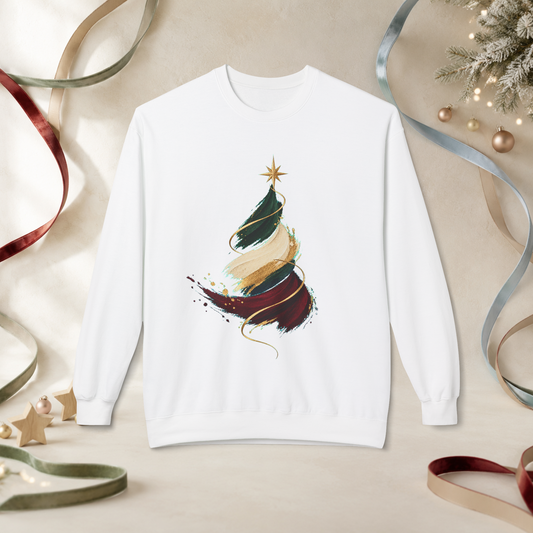 Unisex Adult Christmas Crewneck Sweatshirt – Abstract Brushstroke Tree - Sweatshirt - Image 1