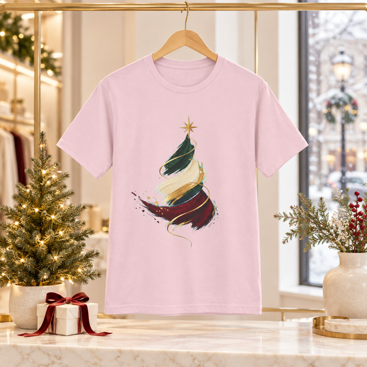 Unisex Adult Christmas T-Shirt – Abstract Brushstroke Tree - T-Shirt - Image 1