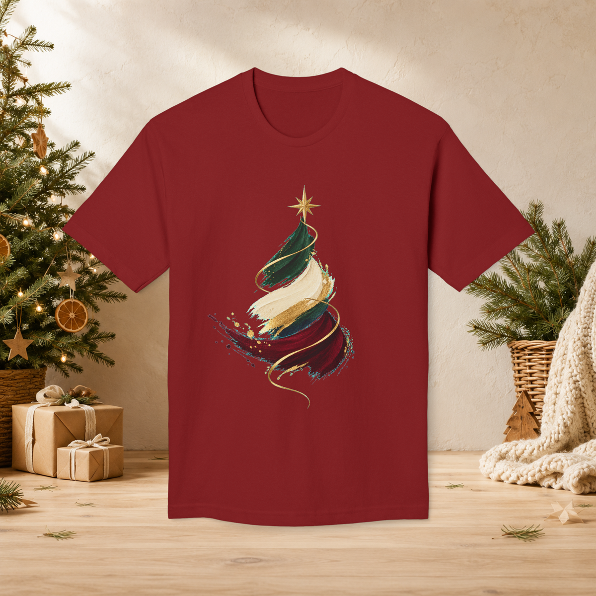Unisex Adult Christmas T-Shirt – Abstract Brushstroke Tree - T-Shirt - Image 8