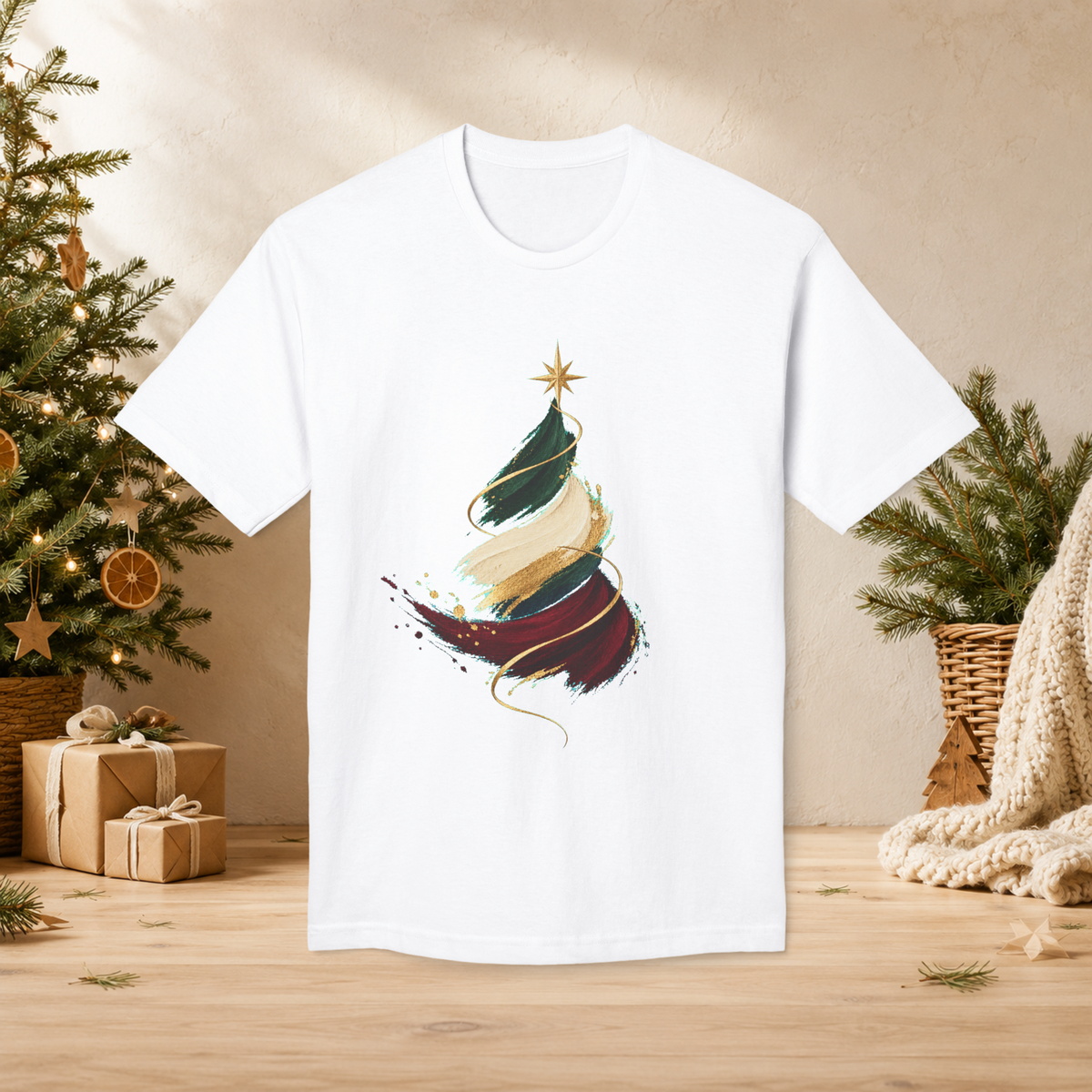 Unisex Adult Christmas T-Shirt – Abstract Brushstroke Tree - T-Shirt - Image 2