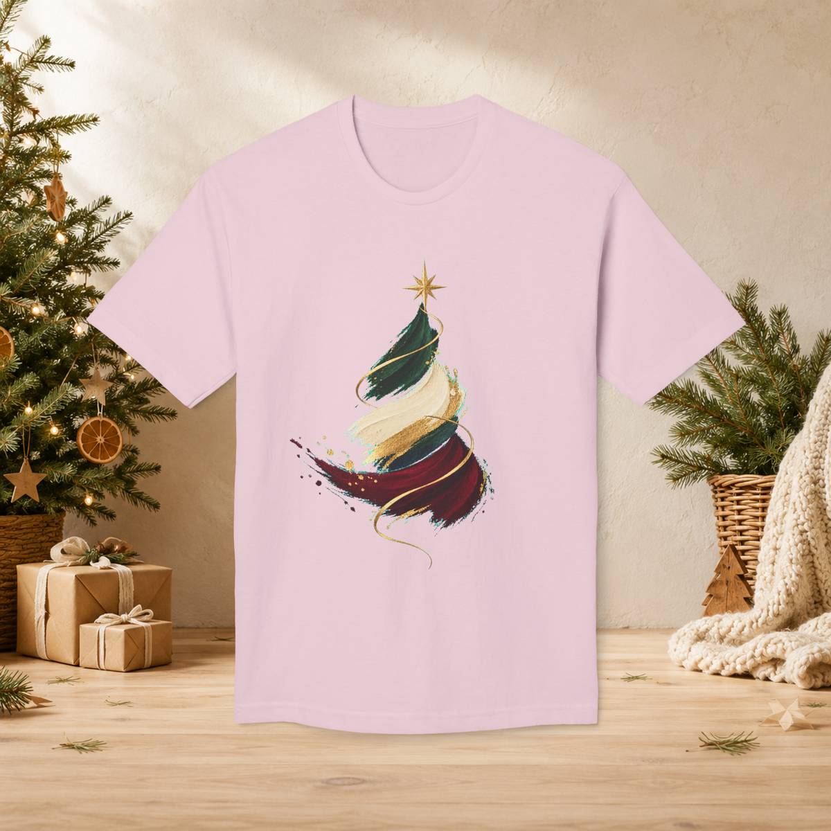 Unisex Adult Christmas T-Shirt – Abstract Brushstroke Tree - T-Shirt - Image 9