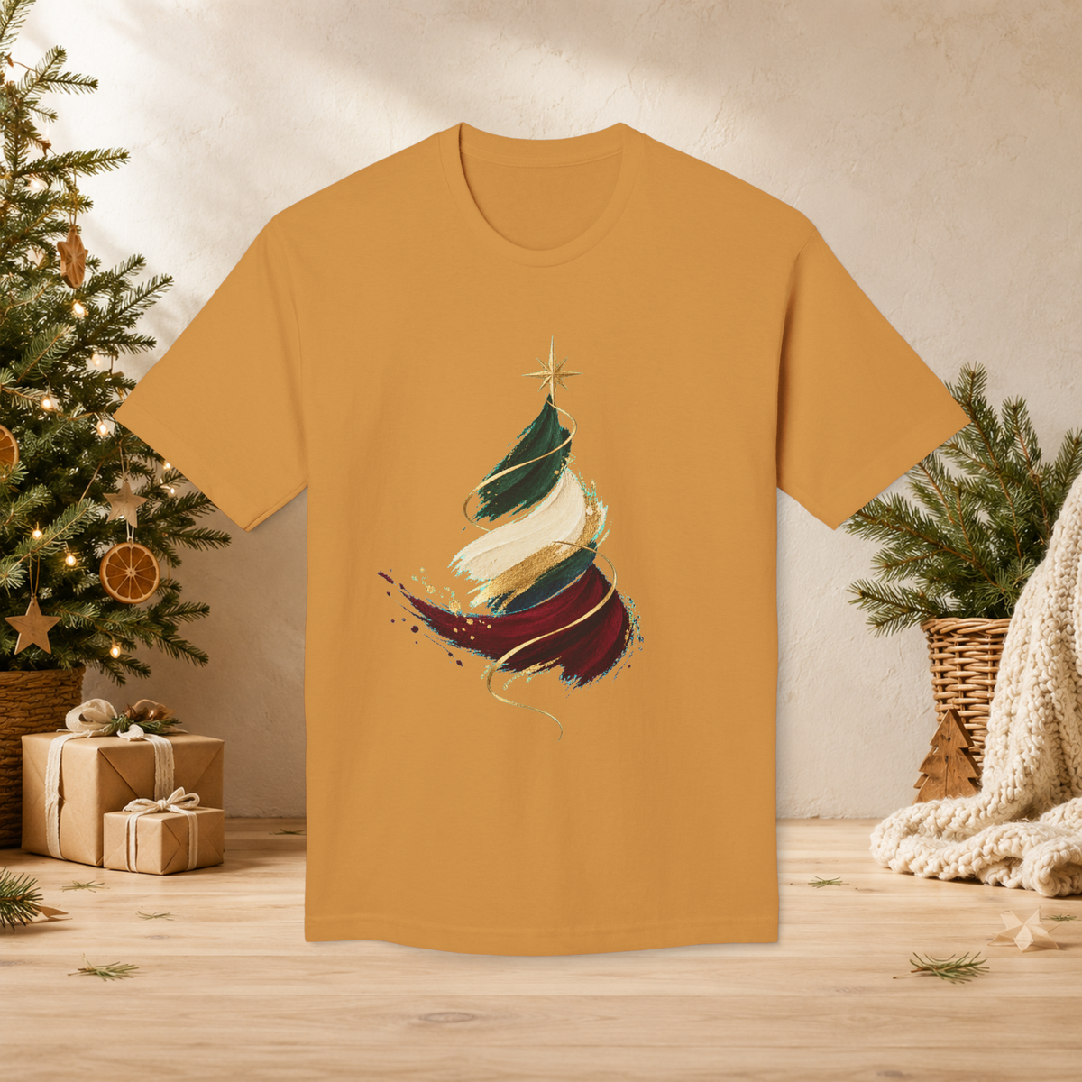 Unisex Adult Christmas T-Shirt – Abstract Brushstroke Tree - T-Shirt - Image 4