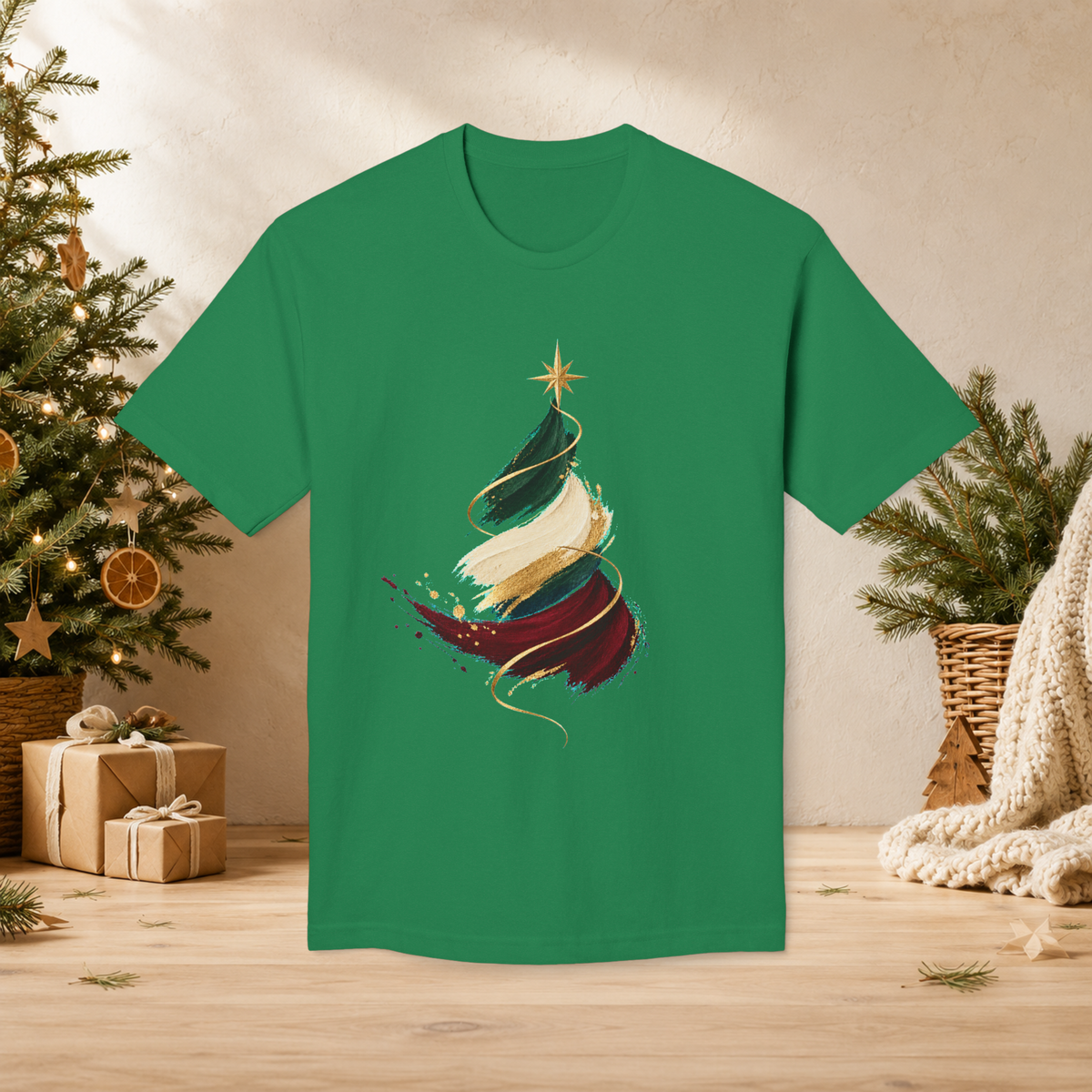 Unisex Adult Christmas T-Shirt – Abstract Brushstroke Tree - T-Shirt - Image 6