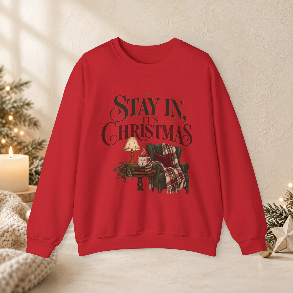 Unisex Adult Christmas Crewneck Sweatshirt – Stay In, It’s Christmas Cozy Holiday Graphic - Sweatshirt - Image 5