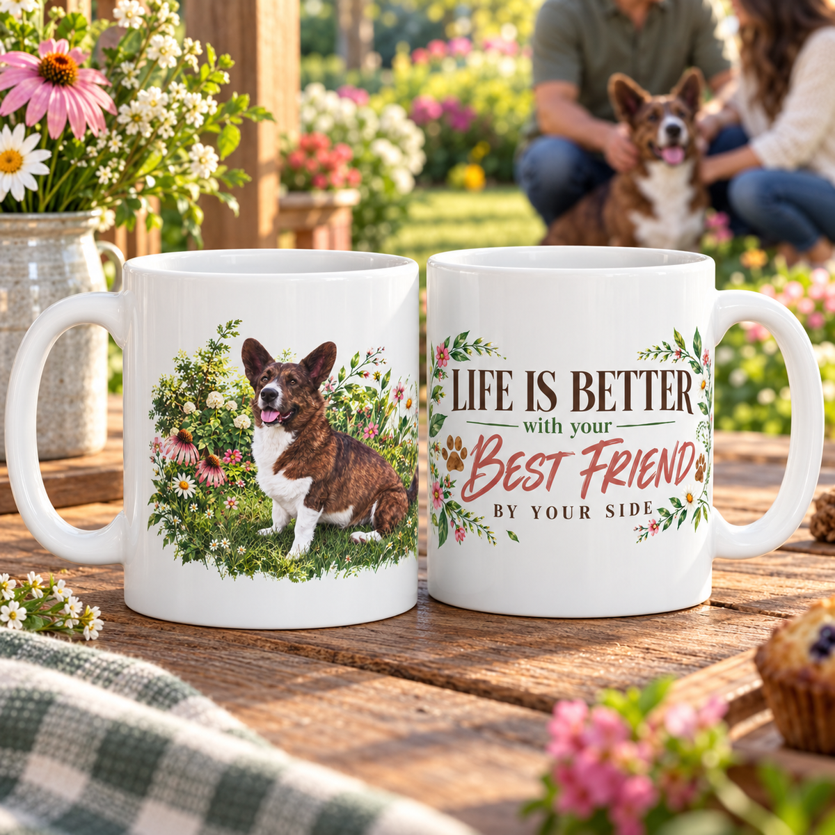 Best Friend Dog Lover Mug – Floral “Life Is Better” Ceramic Coffee Cup, 11oz - Mug - Image 1