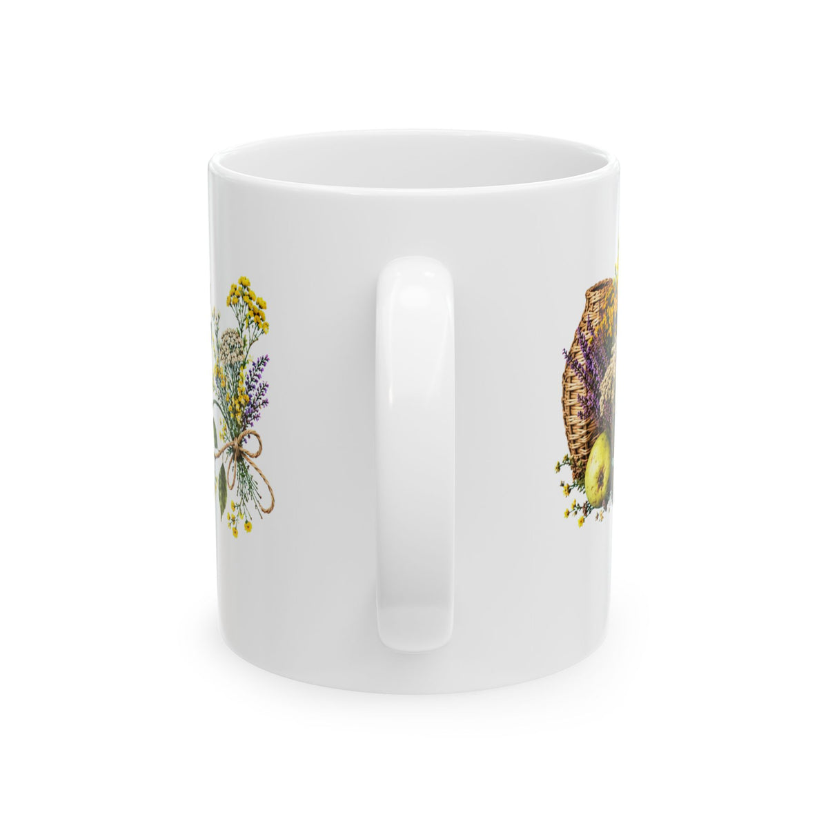 “Let the Day Unfold Gently” Mug – Floral Pear Harvest Ceramic Coffee Cup, 11oz - Mug - Image 5