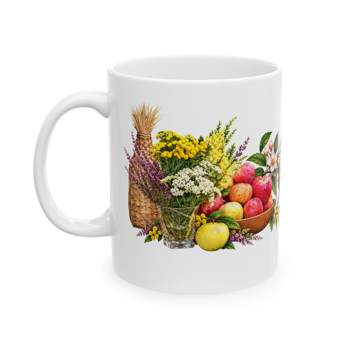 “Savor the Simple Things” Mug – Rustic Apple and Floral Ceramic Coffee Cup, 11oz - Mug - Image 2