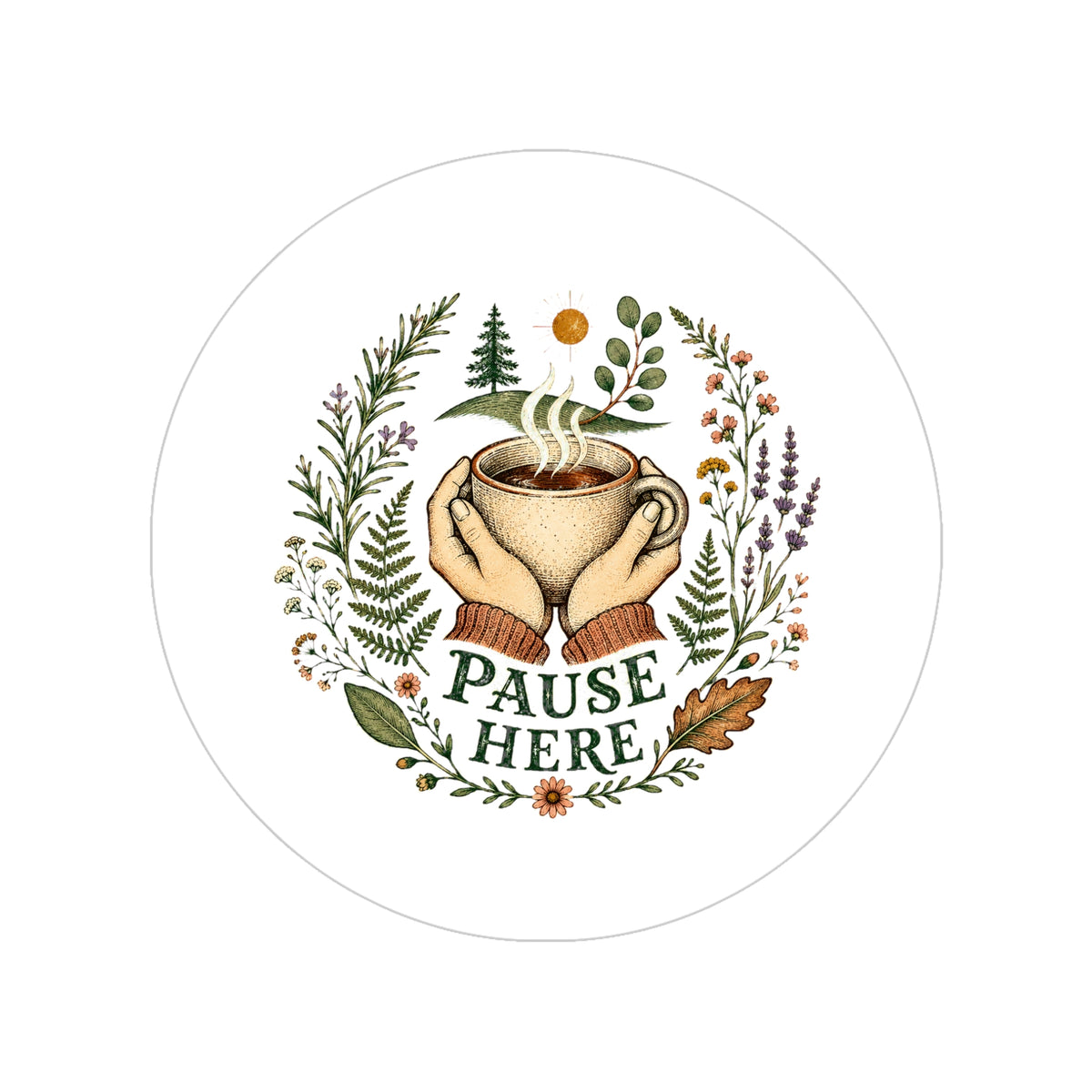 Pause Here Transparent Sticker — Coffee & Nature Vinyl Decal (3″, 4″ & 5″) - Paper products - Image 3
